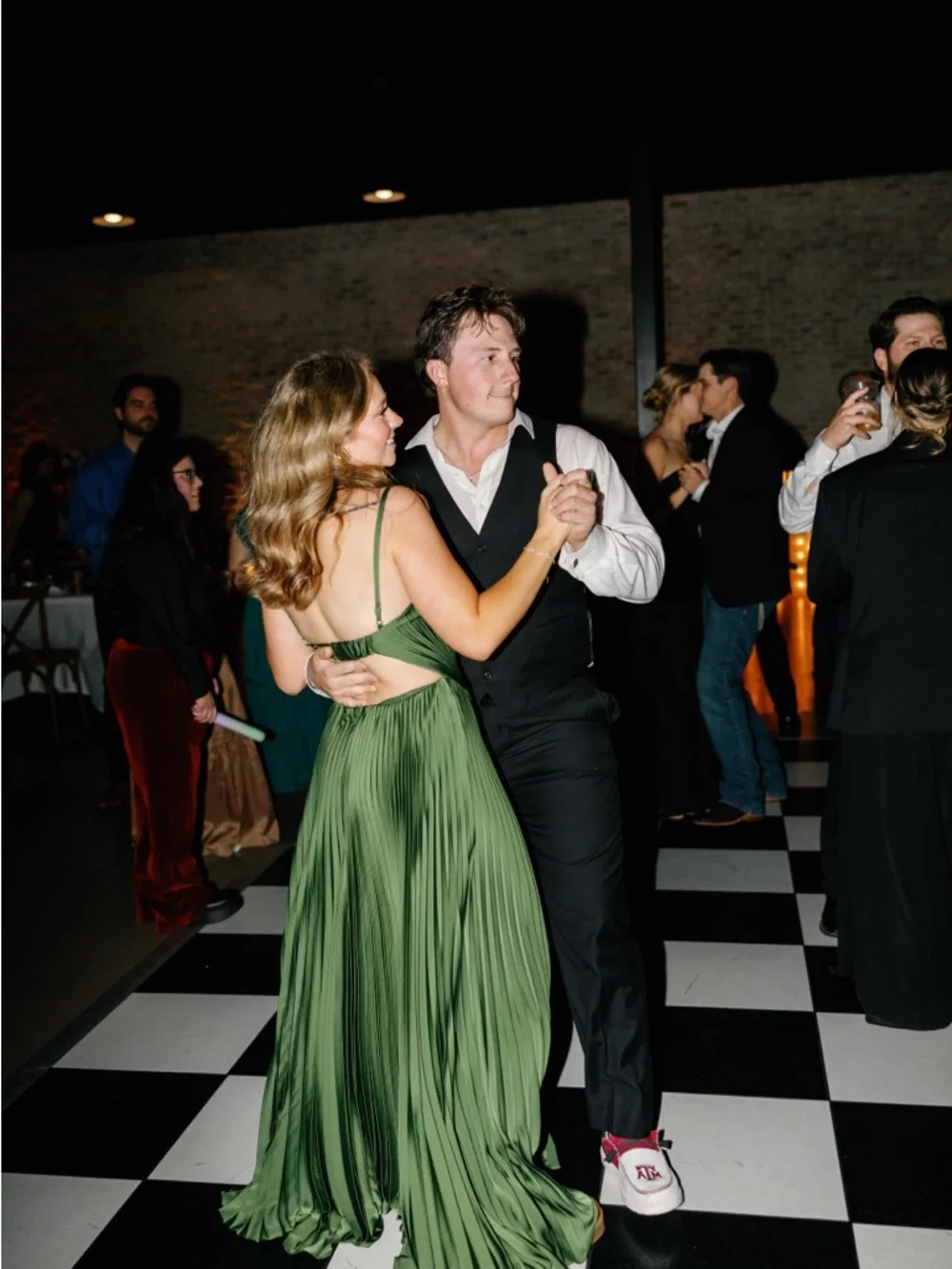 Azazie Olive Green Pleated Maxi Dress - Picture 3 of 4